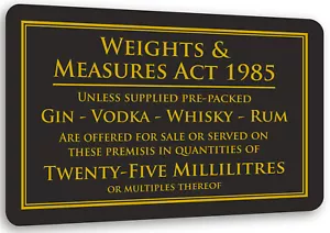 25ml Gewichte & Maße Gesetz Alkoholgesetz Schild Kneipe Bar Restaurant Lizenzbescheid - Bild 1 von 3