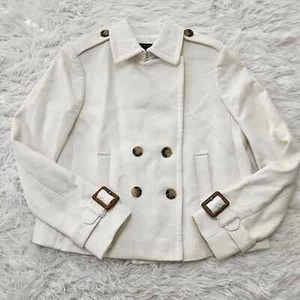 NWT Ann Taylor Women's Cream Double Button Collared Jacket. Size 4P - Picture 1 of 12