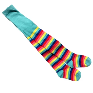 NWT GIRLS 2-3, 4-6, 7-8 CERULEAN BLUE MIX STRIPED FOOTED TIGHTS - Picture 1 of 3