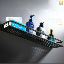 Cosmetic Shelves Bathroom Storage Rack Organizer Black Aluminum Wall-Mounted 