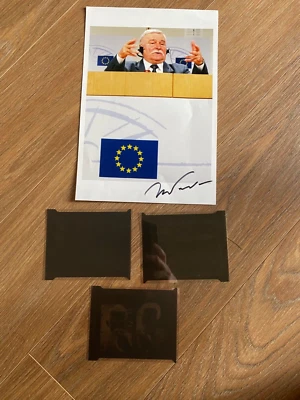 LECH WALESA SIGNED COLOUR PHOTO +3 NEGATIVES WITH COA - Image 1 of 4