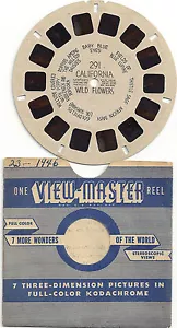 CARRETE VINTAGE SAWYER'S VIEWMASTER #291 CALIFORNIA WILDFLOWERS BLANCO CON LETRAS A MANO - Imagen 1 de 1