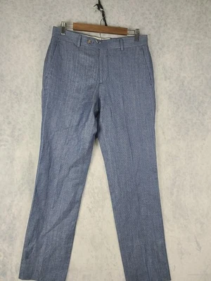 Pantalones Brooks Brothers Para Hombre 32x32 Azul Regent Fit Lino Lana Vestido Pantalones Verano Foto 1 de 4