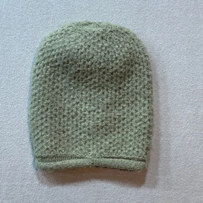 Free People Dreamland Knit Boho Chic Cottagecore Textured Olive Beanie Hat OS - Image 1 of 4