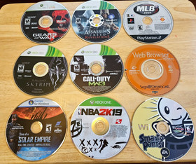 Xbox, Wii, Sega Dreamcast, PS2 Video Game Lot - 9x Games - COD, Skyrim, NBA, MLB