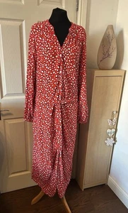 Ro&Zo Size 14 Dress Long Maxi Belted Animal Print 3/4 Sleeves Pockets Boho - Imagen 1 de 11