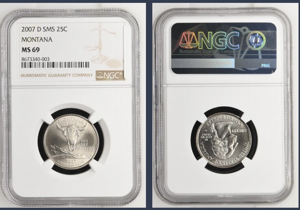 2007-D 25C NGC MS69 - Clad  Satin Finish Montana Quarter - Image 1 of 1