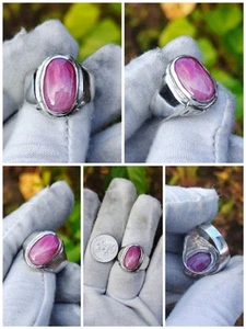 Natural Burmanese Ruby Cindai 7.96 carat silver round shape ring - Picture 1 of 9