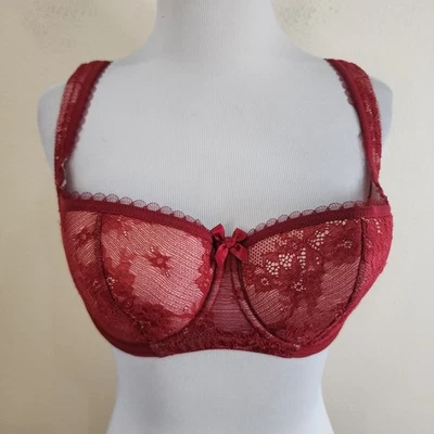 Rosme Eliza Red Balconette Underwire Bra Padded Size 36D Lace - Image 1 of 4