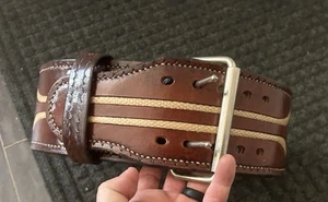 Old School Custom Weight Lifting Belt Leather & Snake Skin 41” Long - Picture 1 of 9