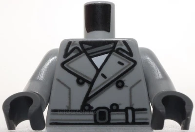 Lego Torso Gabardina Negro Gris Azulado Oscuro Cuello Ancho Botones y Cinturón Foto 1 de 2