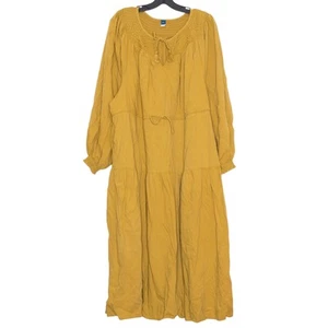 Old Navy Dress Gauze Cottage Boho Prairie Grandma Fairy Midi Mustard Yellow XXL - Picture 1 of 6