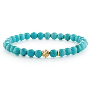 Bracciale LAGOS Caviale Icona Turchese Oro Giallo 18K Stazione Perline - Foto 1 di 2