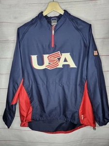 Majestic Team USA Olympic Baseball Nylon Jacket Cool Base Blue Size Large - Picture 1 of 11