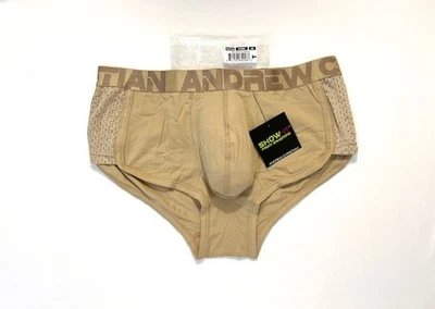 Calzoncillo boxer Andrew Christian talla M bolsa de algodón liso con panel lateral de malla - caqui Foto 1 de 4
