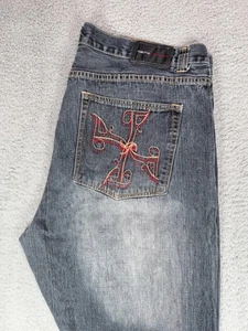 Vintage FUBU The Collection Mens Size 42x34 Jeans Baggy Hip Hop Distressed - Picture 1 of 8