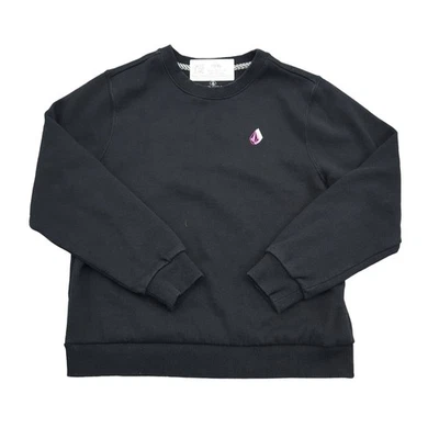 Volcom Sweater Boys L Black Crew Neck Long Sleeve Banded Cuffs Pullover Top - Image 1 of 4