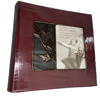 Álbum de fotos con hojas de metal en relieve contiene 200 fotos 4x6 rojo oscuro nuevo Foto 1 de 4