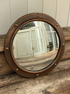 Vintage Copper convex mirror / Medium round porthole wall mirror - Picture 1 of 8