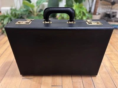 Maletín ejecutivo vintage años 70 - Estuche adjunto negro con archivo de acordeón Foto 1 de 4