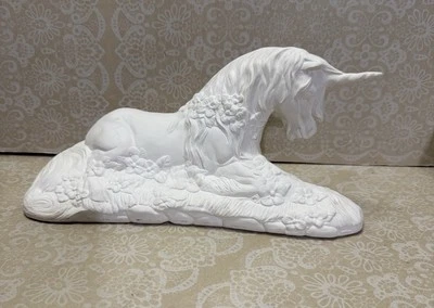 Ceramic Bisque Unicorn with Flowers Lying down Ready to Paint Fantasy Mystical - Image 1 of 4