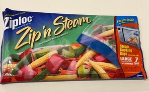 Ziploc Zip N Steam Large Bags 7 Bags Microwave Steam - Picture 1 of 2