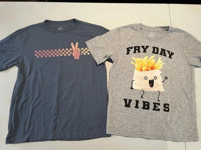 Wonder Nation Lot Of 2 Short Sleeve T-Shirts Size 8 Medium French Fries - Image 1 of 4