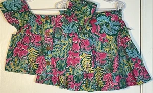 Tommy Bahama Little Girl's Sz 6 Two Piece Outfit Top/Skirt Teal w/ Pink Flowers - Picture 1 of 15