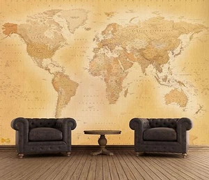 Wall mural wallpaper 315x232cm Old style Map of the World home walls photo decor - Picture 1 of 6