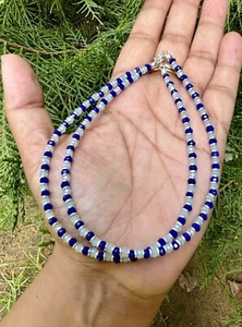 2 Pc 925 Silver Evil Eye Protection Anklet, 10" Amulet Nazariya Blue Black Bead - Picture 1 of 4