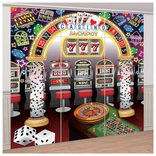 Telón de fondo para decorar fiestas de pared de plástico de 8' x 9' de noche de casino Foto 1 de 1