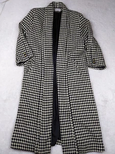 Vtg USA Ashley Scott Womens L Black White Houndstooth Overcoat Heavy Wool Blend - Picture 1 of 17