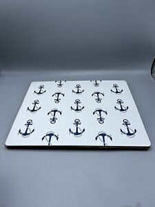 Set of 4 Benson Mills Nautical Cork Back Placemats with Anchors Blue White