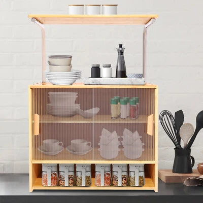 21.6*11.8*29.5" Kitchen Pantry Sideboard Storage Cabinet w/Partition Wood Color - Image 1 of 4