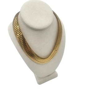 Vintage Cleopatra Style Choker Shiny Gold Tone Necklace 14” Estate Find - Picture 1 of 5