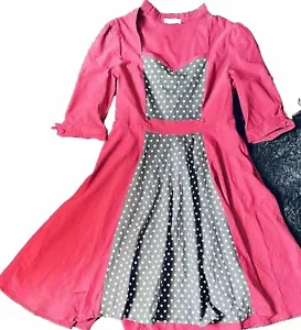 Vintage Belle Poque Dress Retro Rockabilly Polka Dot- Size XL - Picture 1 of 5