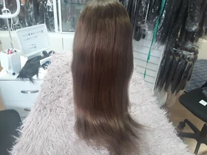 22"BRAZILIAN GLUELESS SILK BASE TOP FULL LACE WIG 180% DENSITY STRAIGHT COLOR 6# - Picture 1 of 9