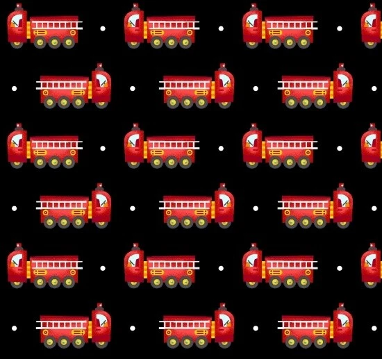 Kids Fabric - Be My Hero Fire Trucks Stripe on Black - Henry Glass LAST 18" - Image 1 of 1