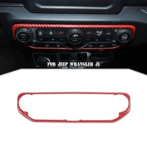 Red Carbon Fiber Center Air Conditioner Knob Trim Frame for Jeep Wrangler JL 18+ - Picture 1 of 5