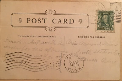 Tarjeta postal de Richmond Indiana 1907 de Estados Unidos con sello de Scott #300 Franklin Foto 1 de 3