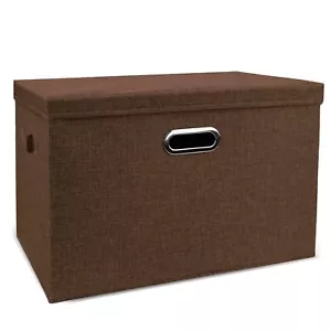 Foldable Storage Boxes With Lids Linen Fabric Stackable Storage Bins Organizer C - Picture 1 of 3