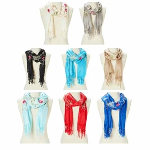 Bufanda Pashmina Floral Bordada Bufandas para Mujer Acrílico Chal de Cachemira Envoltura - Imagen 1 de 18