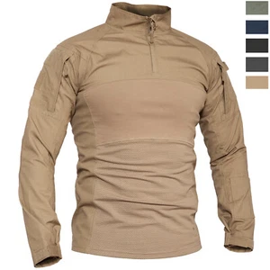 Camicie Atletiche Uomo 1/4 Zip Manica Lunga Escursionismo Maglietta Cargo Attiva Lavoro - Foto 1 di 47