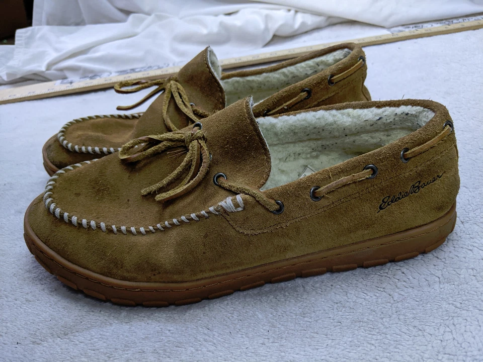 Zapatillas mocasín forradas de piel de oveja Eddie Bauer para hombre 10 44 castaño cálidas cómodas Foto 1 de 4