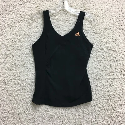 阿迪达斯背心衬衫中号成人黑色 V 领标志无袖运动女式 M — 第 1/4 张图片