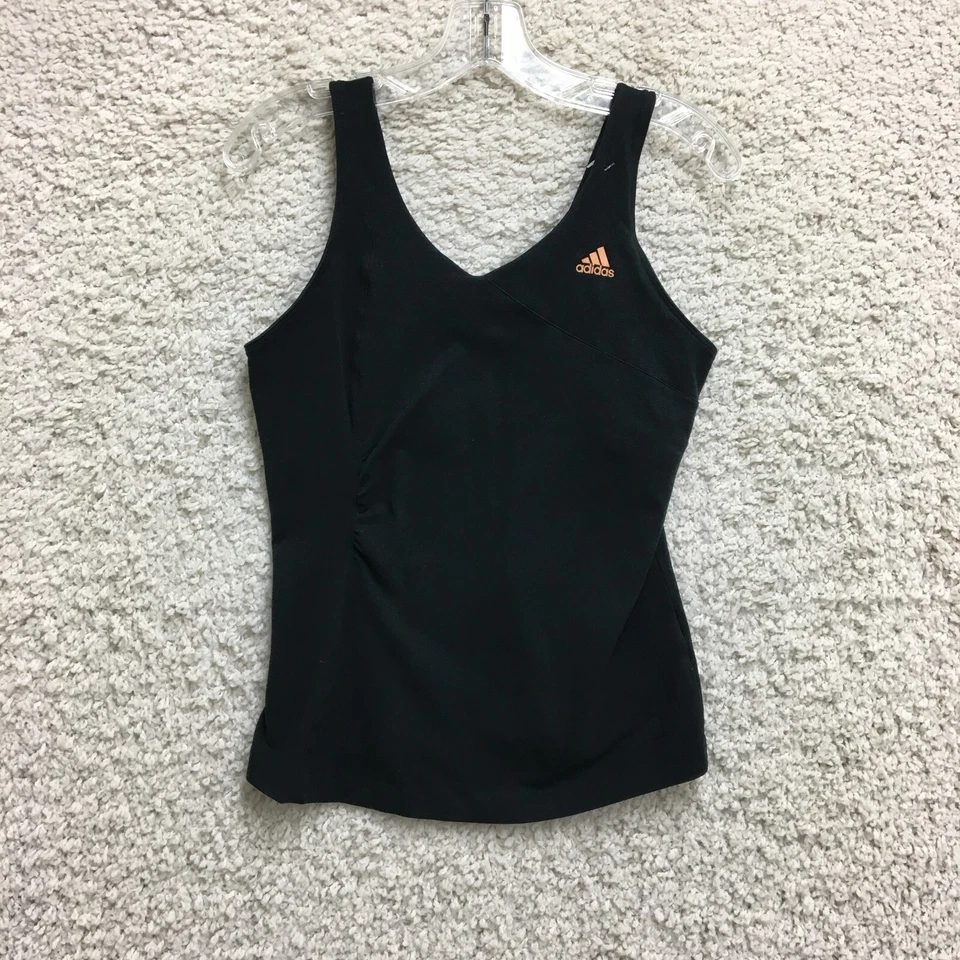 Camiseta sin mangas Adidas mediana adulto negra cuello en V logotipo sin mangas atlética para mujer M Foto 1 de 4