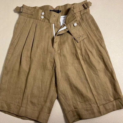 Pantalones Cortos Italianos de Verano Para Hombre Bermudas de Lino Gurkha Pantalones Cortos Ajustables Foto 1 de 4
