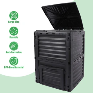 Black Capacity Garden Compost Bin 80 Gallon Fast Creation of Fertile Soil Waste - Picture 1 of 12