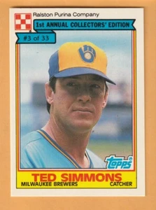 Ted Simmons Milwaukee Brewers 1984 Ralston Purina #3 HOF 3W - Picture 1 of 2