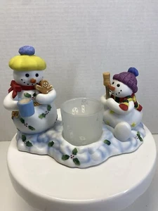 Partylite Snowbell Kids Votive Holder Retired Christmas holidays snowman candles - Picture 1 of 14